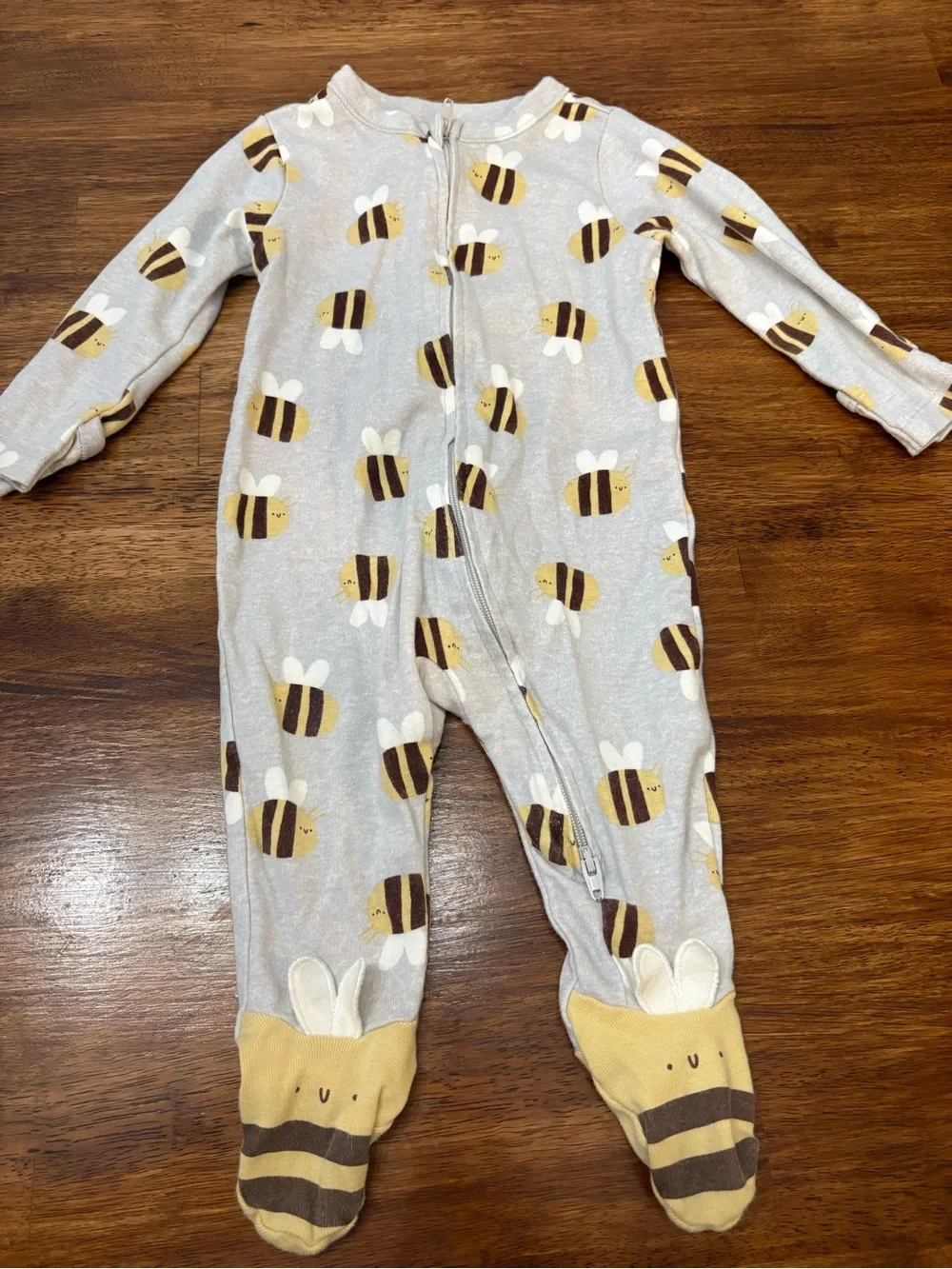 Old Navy Bee Print Two Way Zipper  Footed Pajamas
